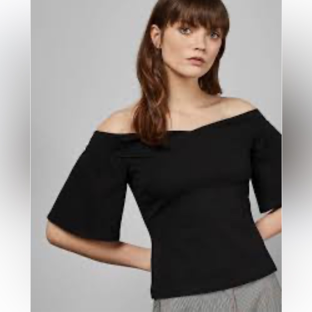 Ted Baker London Gianori Off The Shoulder Puff Sleeve Black Blouse